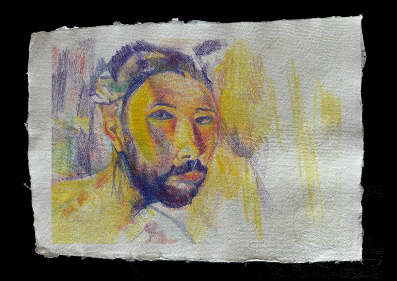 Man face with color Pencil