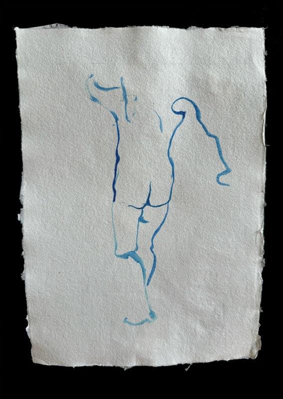 Male Nude with Blue Brush