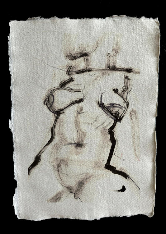 Frontal Nude with black ink